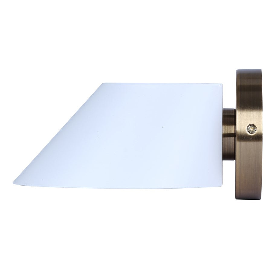 Canarm Daxton 9in 1-Light Wall Sconce | Mid-Century Matte White with Gold Interior | Bedroom & Hallway Accent | Model IWF1146A01WHG