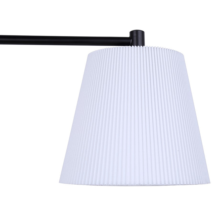Canarm Aspen 22in 1-Light Wall Sconce | Matte Black and White Pleated Fabric Shade | Bedroom, Living Room & Hallway | Model IWF1201A01BK