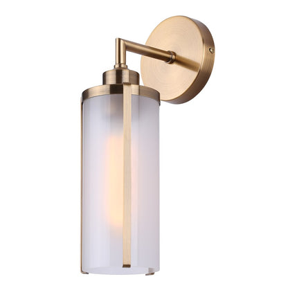 Canarm Daphne 4.75in 1-Light Wall Sconce | Modern Gold and Frosted Glass | Hallway & Bedroom Accent | 4.75 x 6.62 x 14.12 in | Model IWF2097B01GD