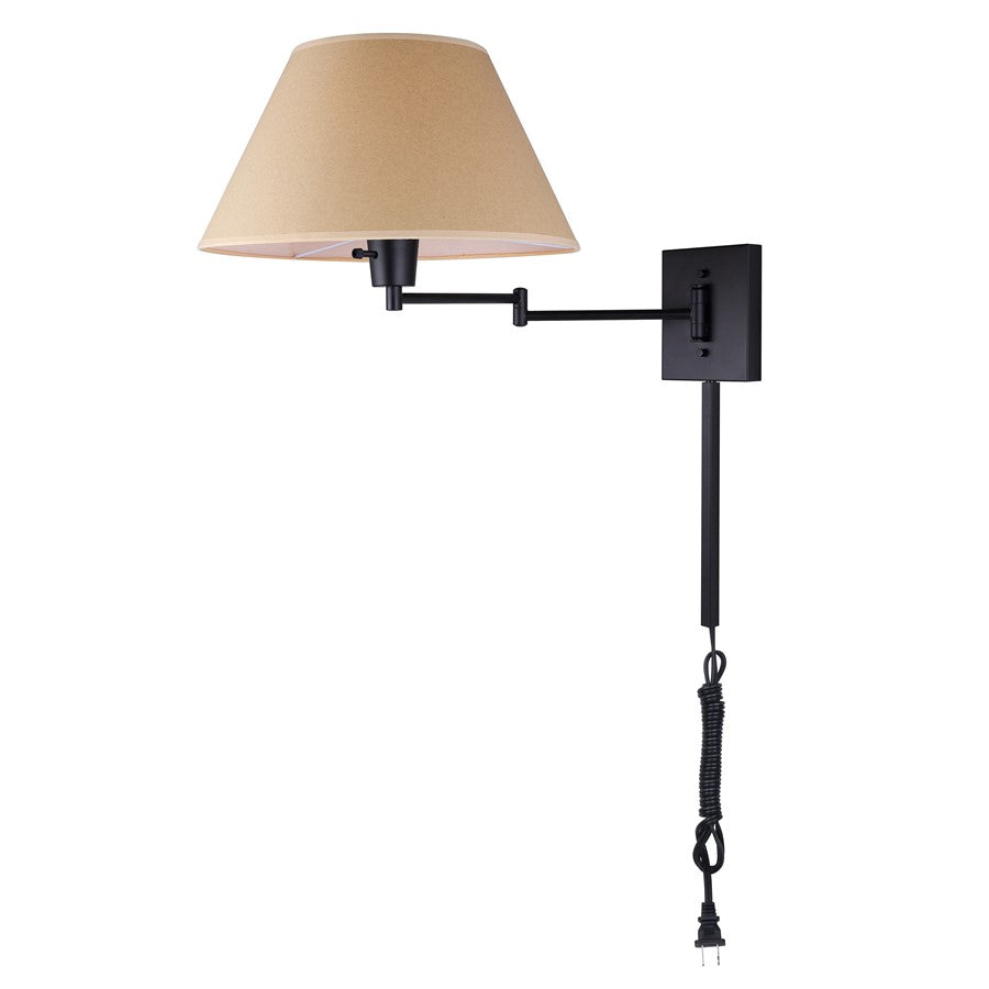 Canarm Theodore 25in 1-Light Wall Sconce | Classic Oil Rubbed Bronze and Paper Shade | Bedside & Living Room Reading Light | Model IWF2119B01BK