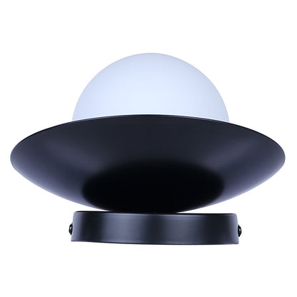 Canarm Mesa 7.75in 1-Light Wall Sconce | Minimalist Matte Black and Opal Glass | Hallway & Bathroom Accent | Model IWF2188B01BK9