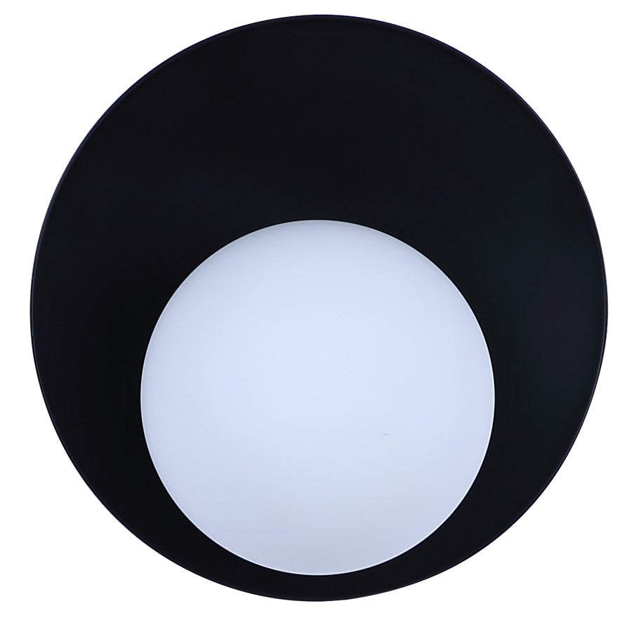 Canarm Mesa 7.75in 1-Light Wall Sconce | Minimalist Matte Black and Opal Glass | Hallway & Bathroom Accent | Model IWF2188B01BK9