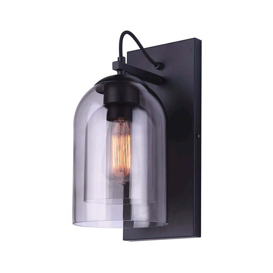 Canarm Alta 6in 1-Light Wall Sconce | Modern Black Metal | Bedroom & Hallway Accent Light | 6 x 8 x 13 in | Model IWF639B01BK