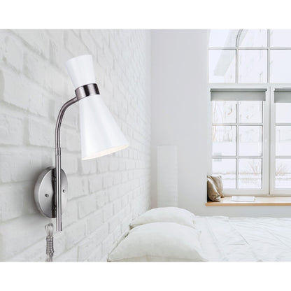 Canarm Griffith 5in 1-Light Wall Sconce | White and Brushed Nickel Metal | Hallway & Bathroom | 5 x 8.5 x 19 in | Model IWF668A01WHB