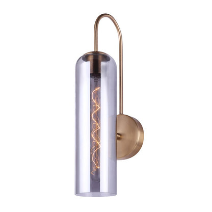 Canarm Eloise 7in 1-Light Wall Sconce | Matte Gold and Smoked Glass | Entryway & Hallway | 6.75 x 4.75 x 19 in | Model IWF740B01GD
