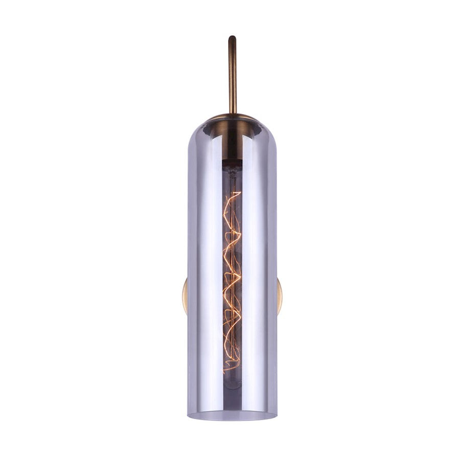 Canarm Eloise 7in 1-Light Wall Sconce | Matte Gold and Smoked Glass | Entryway & Hallway | 6.75 x 4.75 x 19 in | Model IWF740B01GD