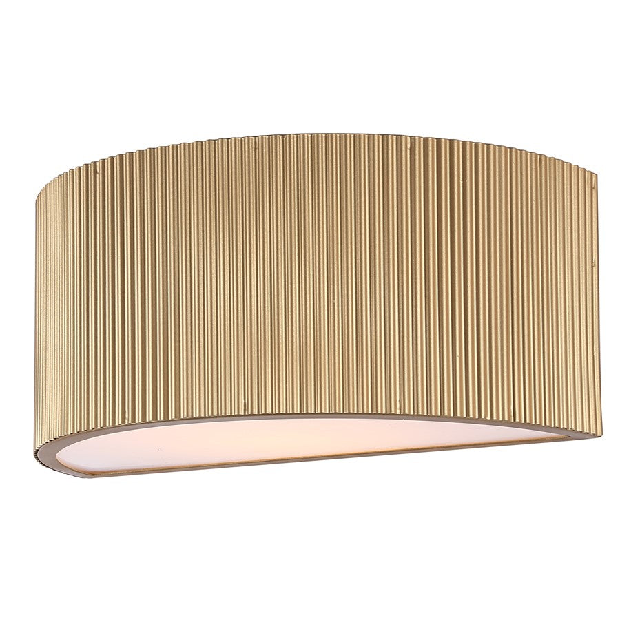 Canarm Scarlett 12in 1-Light Wall Sconce | Painted Gold and Ribbed Gold Drum Shade | Hallway & Living Room | W 12 x D 6 x H 5 in | Model IWL1208A12PGD