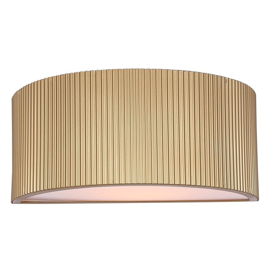 Canarm Scarlett 12in 1-Light Wall Sconce | Painted Gold and Ribbed Gold Drum Shade | Hallway & Living Room | W 12 x D 6 x H 5 in | Model IWL1208A12PGD