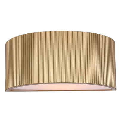 Canarm Scarlett 12in 1-Light Wall Sconce | Painted Gold and Ribbed Gold Drum Shade | Hallway & Living Room | W 12 x D 6 x H 5 in | Model IWL1208A12PGD
