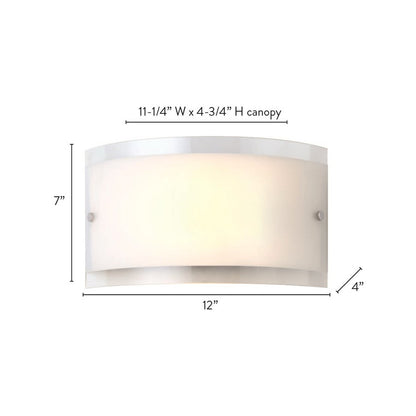 Canarm Logan 12in 1-Light Wall Sconce | Chrome and Opal Glass Shade | Hallway & Bathroom | W 12 x D 4 x H 7 in | Model IWL228B01CH