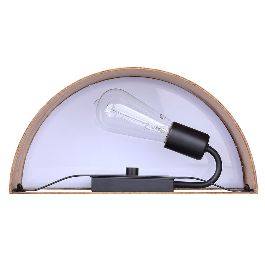 Canarm Dexter 13in 1-Light Wall Sconce | Matte Black and Faux Wood | Hallway & Entryway | W 13 x D 7 x H 5 in | Model IWL318A13BKW