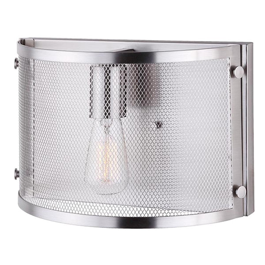 Canarm Beckett 11in 1-Light Wall Sconce | Vintage Brushed Nickel and Mesh Shade | Hallway & Bedroom Accent | 11 x 7 x 7 in | Model IWL626A11BN