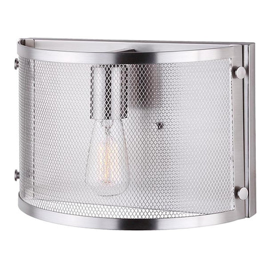 Canarm Beckett 11in 1-Light Wall Sconce | Vintage Brushed Nickel and Mesh Shade | Hallway & Bedroom Accent | 11 x 7 x 7 in | Model IWL626A11BN