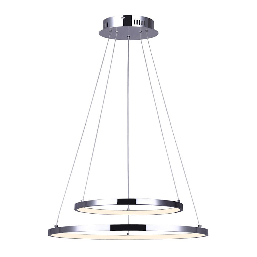Canarm Lexi 24in LED Chandelier | Chrome and Acrylic | Dining Room & Living Room | 24 x 24 x 16 in, 3020 Lumens | Model LCH128A24CH