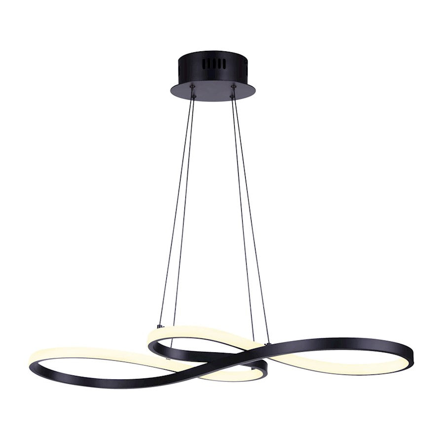 Canarm Ola 29in LED Chandelier | Matte Black Minimalist | Kitchen Island & Dining Room | 29 x 13 x 18-64 in | Model LCH213A29BK