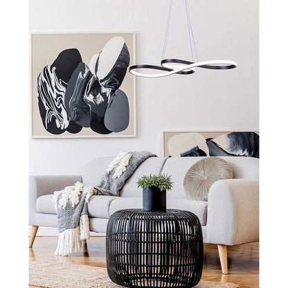 Canarm Ola 29in LED Chandelier | Matte Black Minimalist | Kitchen Island & Dining Room | 29 x 13 x 18-64 in | Model LCH213A29BK