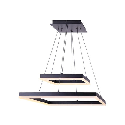 Canarm Malou 20in LED Chandelier | Matte Black Acrylic Frames | Dining Room & Living Room | 20 x 20 x 20-63 in | Model LCH214A20BK