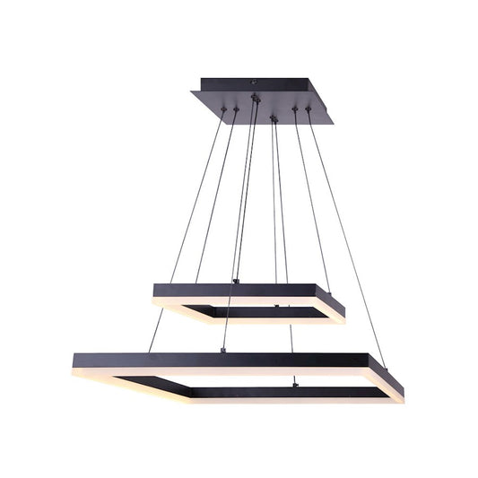 Canarm Malou 20in LED Chandelier | Matte Black Acrylic Frames | Dining Room & Living Room | 20 x 20 x 20-63 in | Model LCH214A20BK