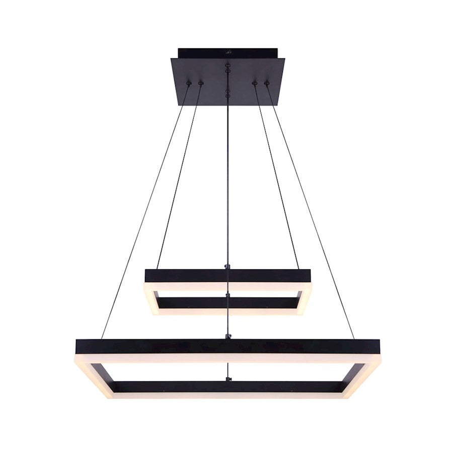 Canarm Malou 20in LED Chandelier | Matte Black Acrylic Frames | Dining Room & Living Room | 20 x 20 x 20-63 in | Model LCH214A20BK