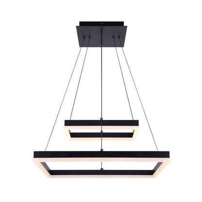 Canarm Malou 20in LED Chandelier | Matte Black Acrylic Frames | Dining Room & Living Room | 20 x 20 x 20-63 in | Model LCH214A20BK