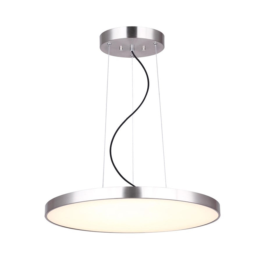 Canarm Lenox 24in LED Chandelier | Brushed Nickel and White Acrylic | Dining Room & Living Room | 24 x 4-64 in | Model LCH230A24BN