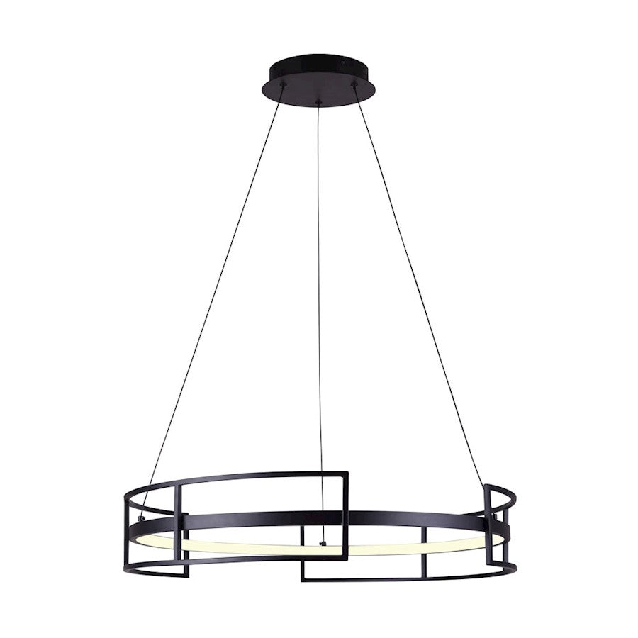 Canarm Amora 24in LED Chandelier | Black Silicone Rubber | Dining Room & Living Room | 24 x 24 x 18-64 in | Model LCH231A24BK
