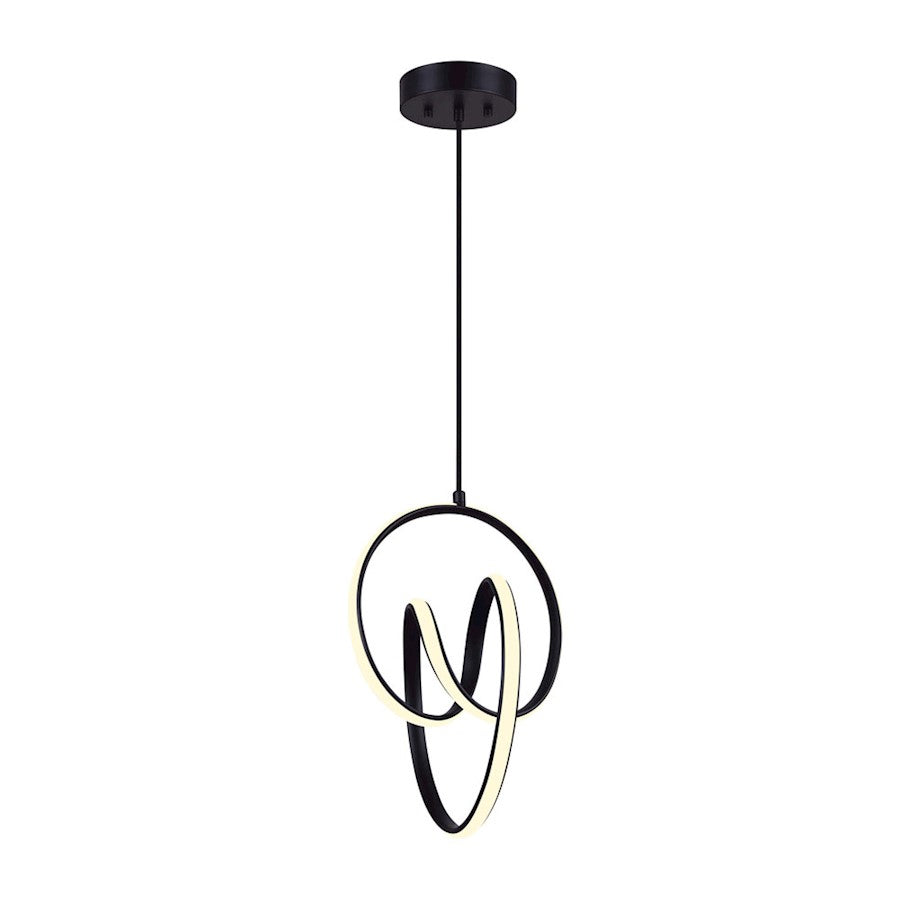 Canarm Jase 11in 1-Light LED Chandelier | Matte Black Metal and Silicone Rubber | Dining Room & Kitchen Island | 11 x 11 x 78 in | Model LCH232A11BK