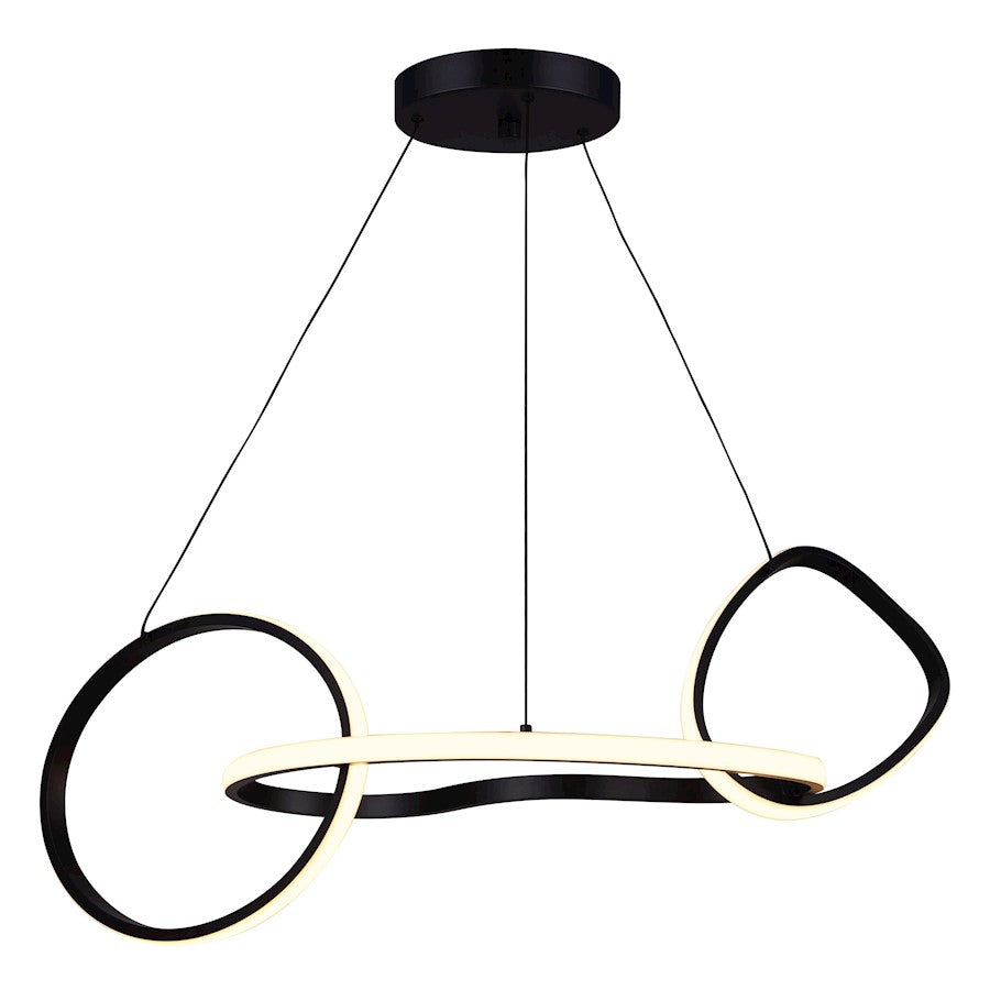 Canarm Zuri 32in 1-Light LED Chandelier | Matte Black Metal and Silicone Rubber | Dining Room & Living Room | 32 x 17 x 70 in | Model LCH234A32BK