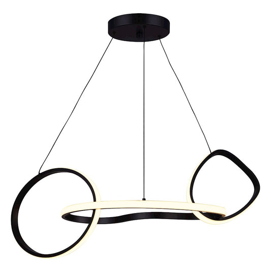 Canarm Zuri 32in 1-Light LED Chandelier | Matte Black Metal and Silicone Rubber | Dining Room & Living Room | 32 x 17 x 70 in | Model LCH234A32BK