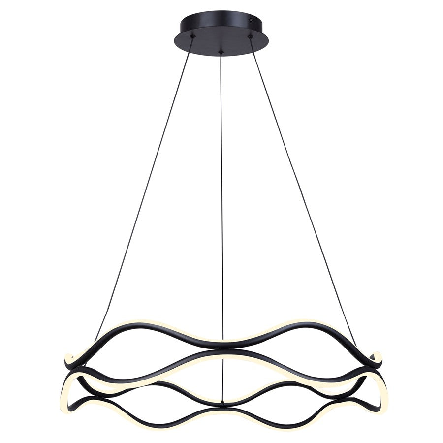 Canarm Castra 23in 3-Light LED Chandelier | Matte Black Metal | Dining Room & Kitchen Island | 1900 Lumens, Dimmable 3CCT | Model LCH280A24BK