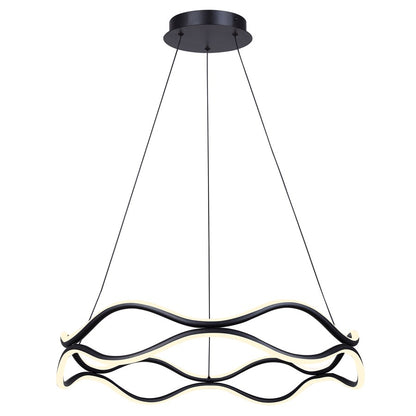 Canarm Castra 23in 3-Light LED Chandelier | Matte Black Metal | Dining Room & Kitchen Island | 1900 Lumens, Dimmable 3CCT | Model LCH280A24BK