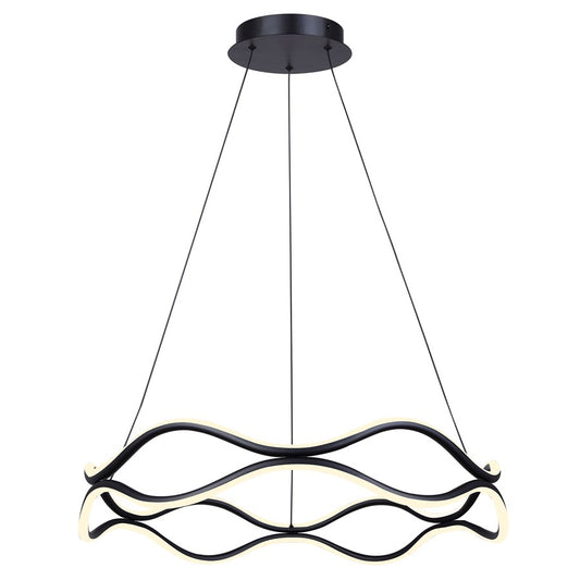 Canarm Castra 23in 3-Light LED Chandelier | Matte Black Metal | Dining Room & Kitchen Island | 1900 Lumens, Dimmable 3CCT | Model LCH280A24BK
