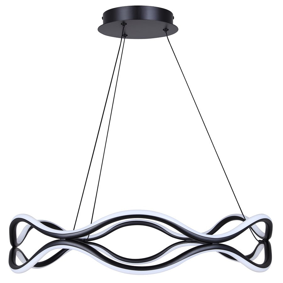 Canarm Castra 23in 3-Light LED Chandelier | Matte Black Metal | Dining Room & Kitchen Island | 1900 Lumens, Dimmable 3CCT | Model LCH280A24BK