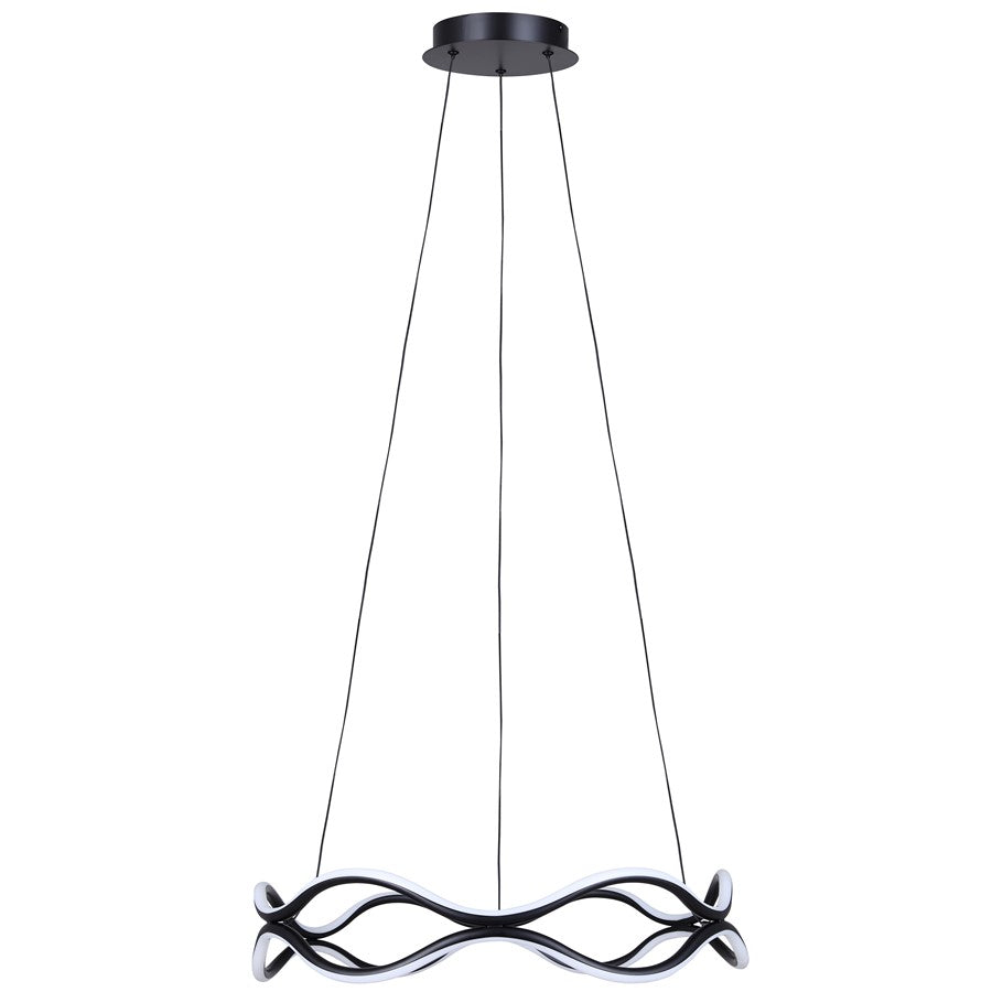 Canarm Castra 23in 3-Light LED Chandelier | Matte Black Metal | Dining Room & Kitchen Island | 1900 Lumens, Dimmable 3CCT | Model LCH280A24BK