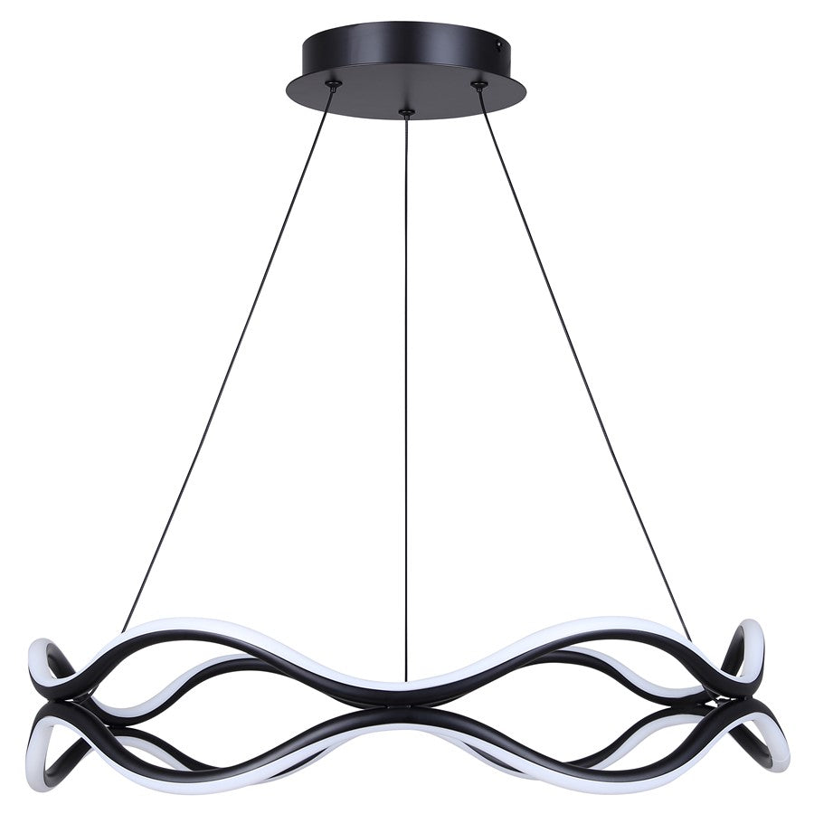 Canarm Castra 23in 3-Light LED Chandelier | Matte Black Metal | Dining Room & Kitchen Island | 1900 Lumens, Dimmable 3CCT | Model LCH280A24BK