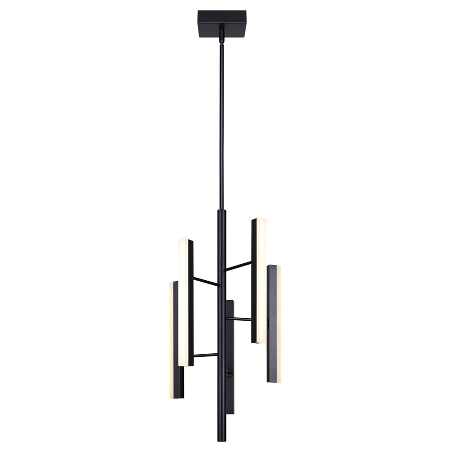 Canarm Yavin 13in 5-Light LED Chandelier | Matte Black Metal | Dining Room & Kitchen Island | 1700 Lumens, Dimmable 3CCT | Model LCH282A05BK