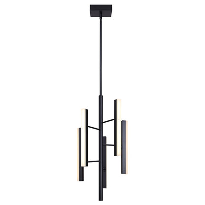 Canarm Yavin 13in 5-Light LED Chandelier | Matte Black Metal | Dining Room & Kitchen Island | 1700 Lumens, Dimmable 3CCT | Model LCH282A05BK