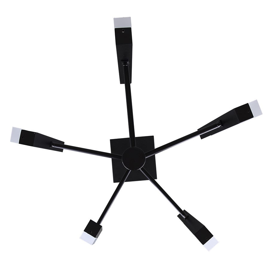 Canarm Yavin 13in 5-Light LED Chandelier | Matte Black Metal | Dining Room & Kitchen Island | 1700 Lumens, Dimmable 3CCT | Model LCH282A05BK