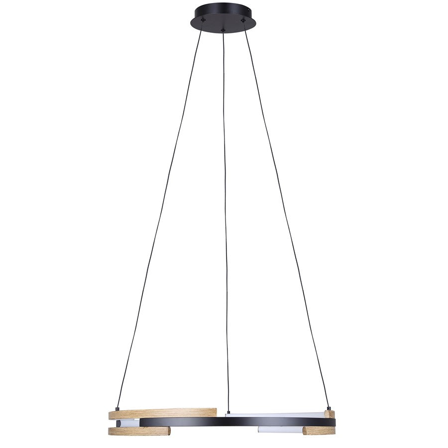 Canarm Azria 24in 6-Light LED Chandelier | Matte Black & Brushed Brown Metal | Dining Room & Entryway | 2100 Lumens, Dimmable | Model LCH283A24BKB