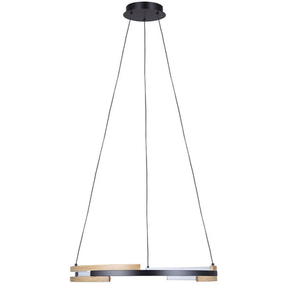 Canarm Azria 24in 6-Light LED Chandelier | Matte Black & Brushed Brown Metal | Dining Room & Entryway | 2100 Lumens, Dimmable | Model LCH283A24BKB