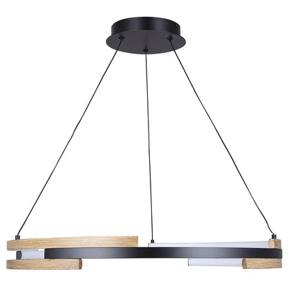 Canarm Azria 24in 6-Light LED Chandelier | Matte Black & Brushed Brown Metal | Dining Room & Entryway | 2100 Lumens, Dimmable | Model LCH283A24BKB