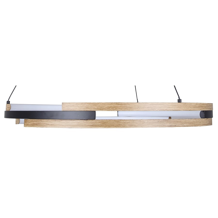 Canarm Azria 24in 6-Light LED Chandelier | Matte Black & Brushed Brown Metal | Dining Room & Entryway | 2100 Lumens, Dimmable | Model LCH283A24BKB