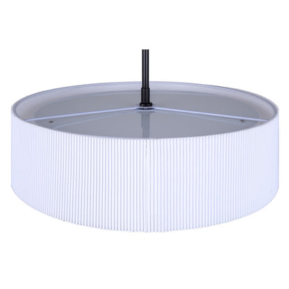 Canarm Carmynn 16in 1-Light LED Chandelier | Matte Black and White Fabric Shade | Dining Room & Kitchen | 16.5 x 16.5 x 10.25 in | Model LCH288A16BK
