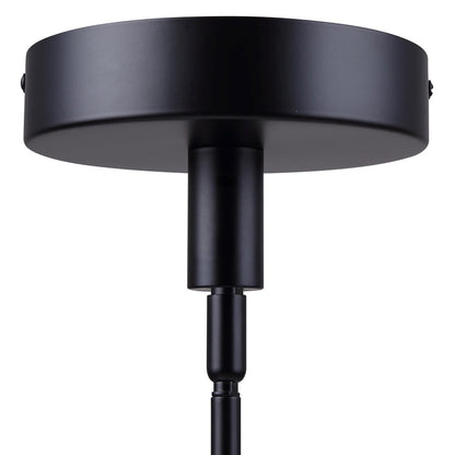 Canarm Carmynn 16in 1-Light LED Chandelier | Matte Black and White Fabric Shade | Dining Room & Kitchen | 16.5 x 16.5 x 10.25 in | Model LCH288A16BK