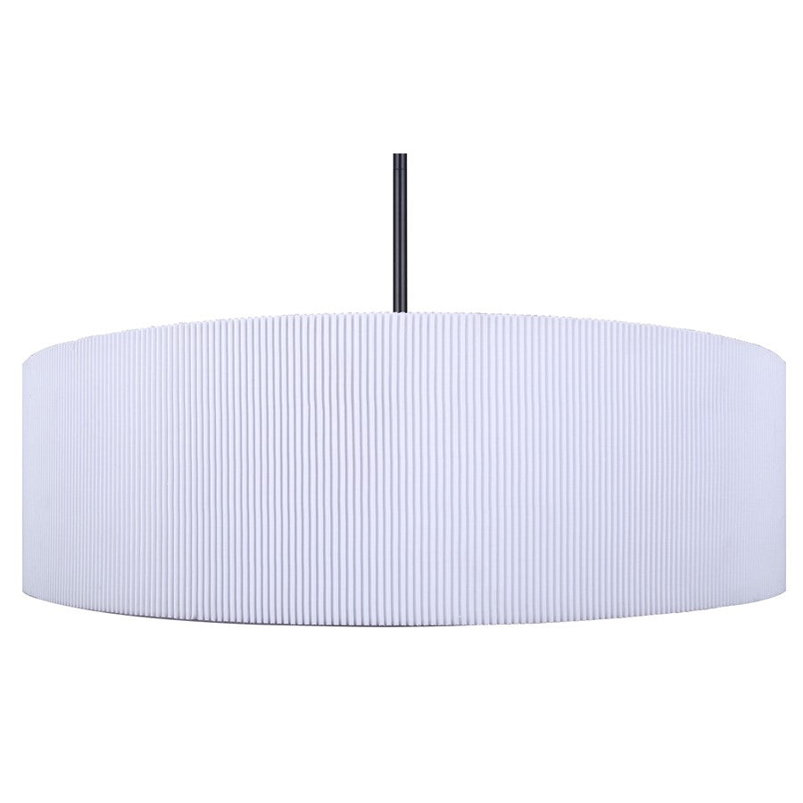 Canarm Carmynn 22in 1-Light LED Chandelier | Matte Black and White Fabric Shade | Dining Room & Living Room | Model LCH288A22BK