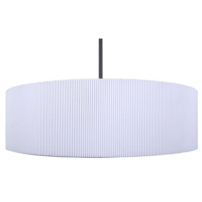 Canarm Carmynn 22in 1-Light LED Chandelier | Matte Black and White Fabric Shade | Dining Room & Living Room | Model LCH288A22BK
