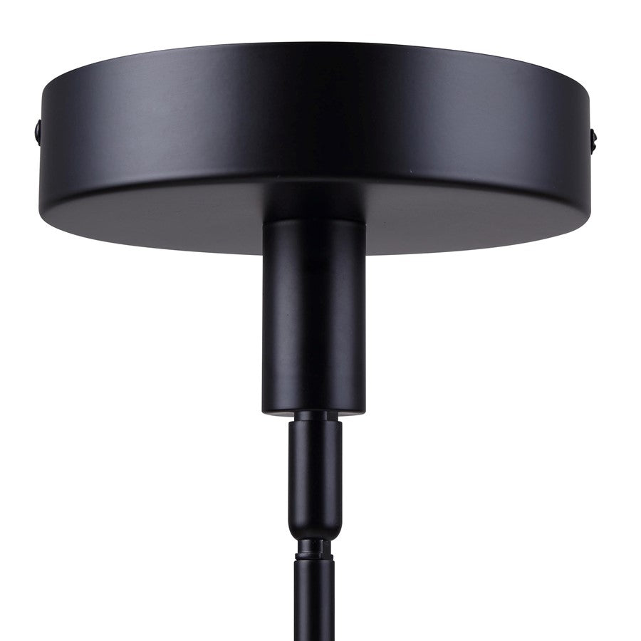 Canarm Carmynn 22in 1-Light LED Chandelier | Matte Black and White Fabric Shade | Dining Room & Living Room | Model LCH288A22BK