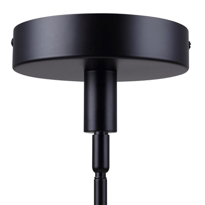 Canarm Carmynn 22in 1-Light LED Chandelier | Matte Black and White Fabric Shade | Dining Room & Living Room | Model LCH288A22BK