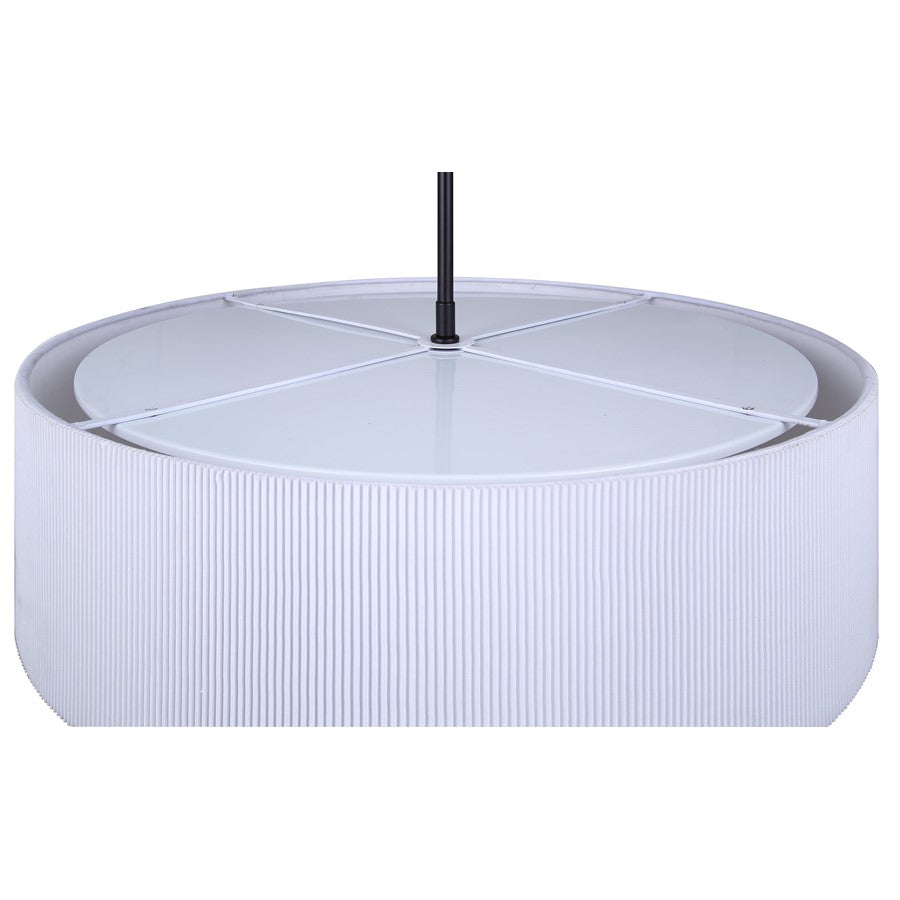 Canarm Carmynn 22in 1-Light LED Chandelier | Matte Black and White Fabric Shade | Dining Room & Living Room | Model LCH288A22BK