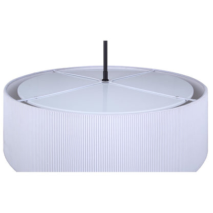Canarm Carmynn 22in 1-Light LED Chandelier | Matte Black and White Fabric Shade | Dining Room & Living Room | Model LCH288A22BK